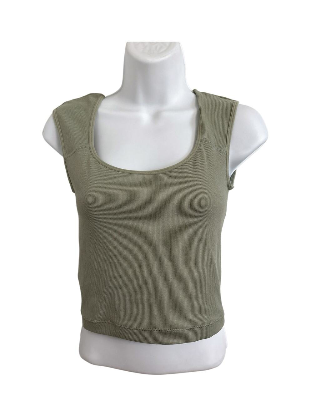 Garage Sage Green Ribbed Crop Tank Top Fairy Grunge Y2K Streetwear Boho Size M